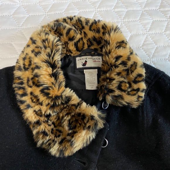 Janie and Jack Collection Pea Coat Fux fur leopard collar SIZE 4/5T - Picture 9 of 10